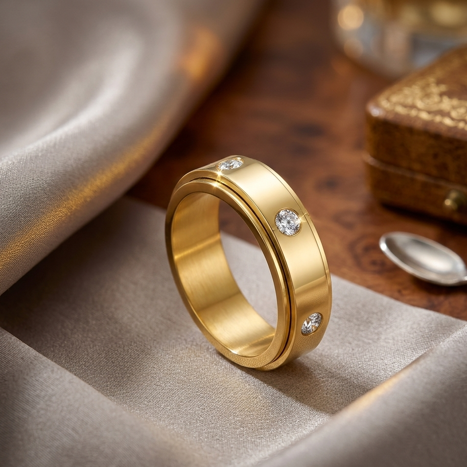 bague anti-stress tournante élegance apaisante or jaune