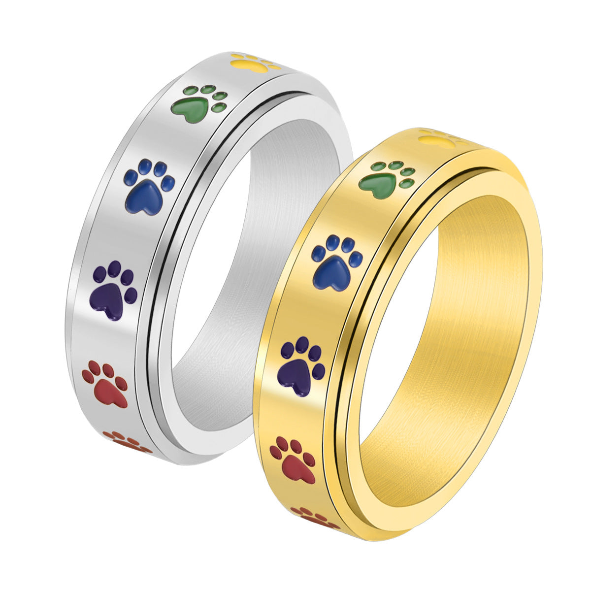 fidget ring pattes rotatives or argent