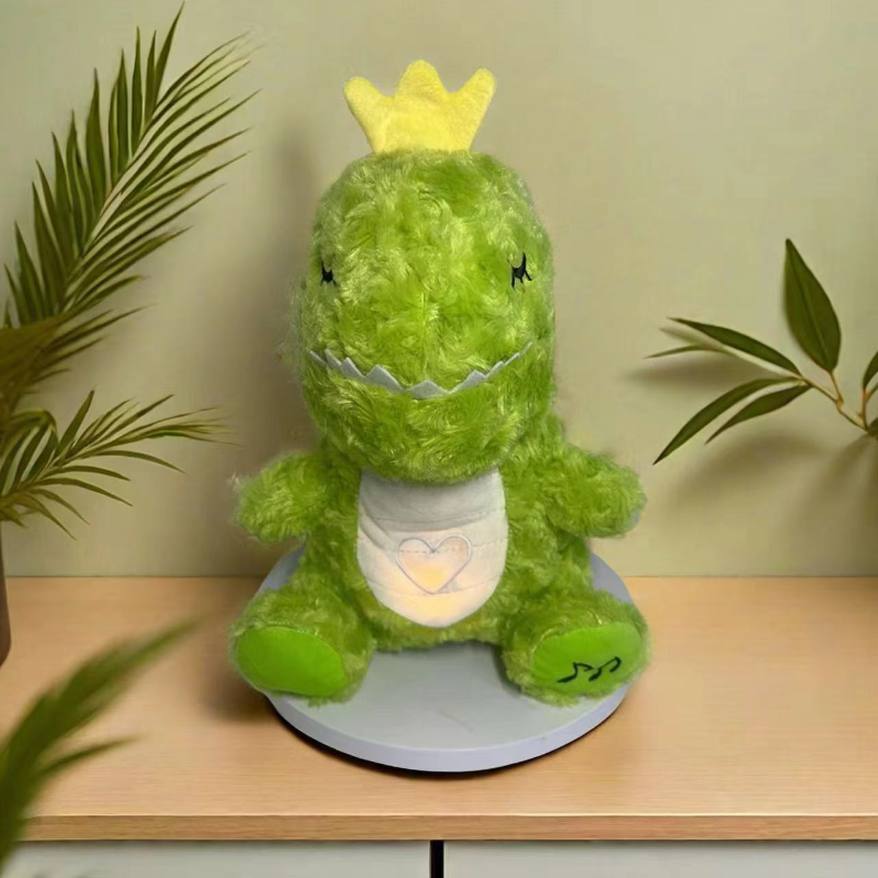peluche qui respire dino vert