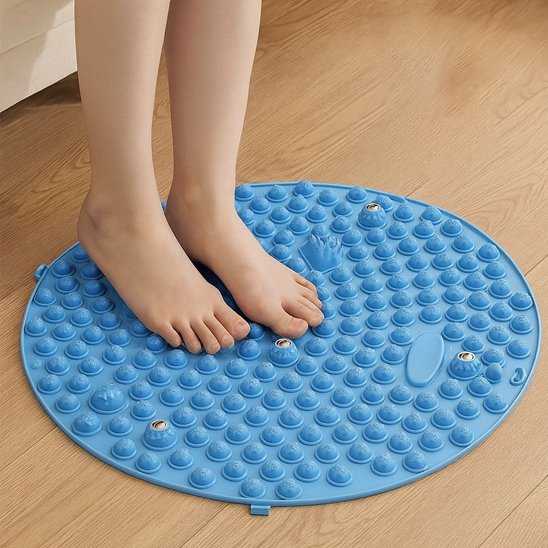 Acupression tapis rond pieds dessus