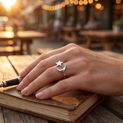 bague anti anxiété étoile main et livre