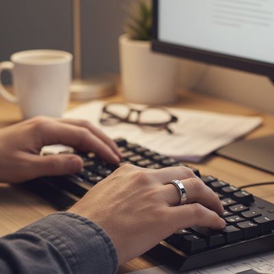 Bague-anti-stress-connectée-homme-clavier