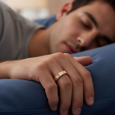 Bague-anti-stress-connectée-homme-dort