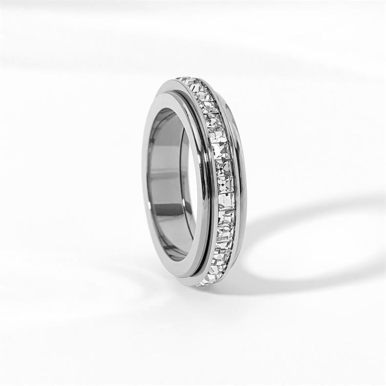 bague anti stress diamant contour argent