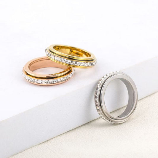 bague anti stress diamant contour 3 couleurs