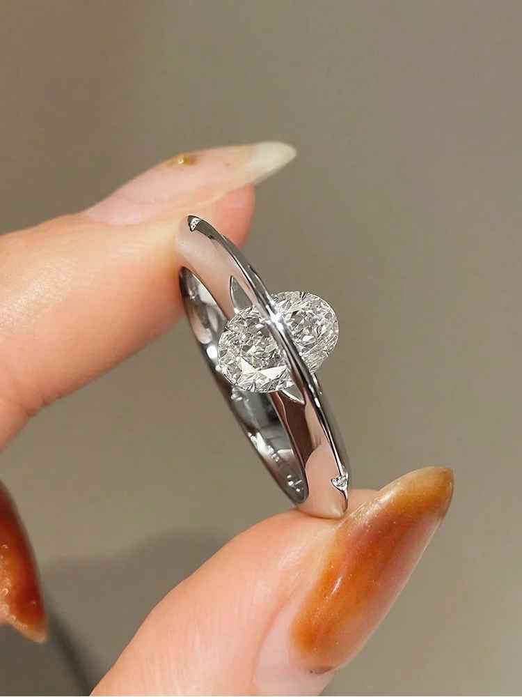 bague anti stress femme discrete ovale argent