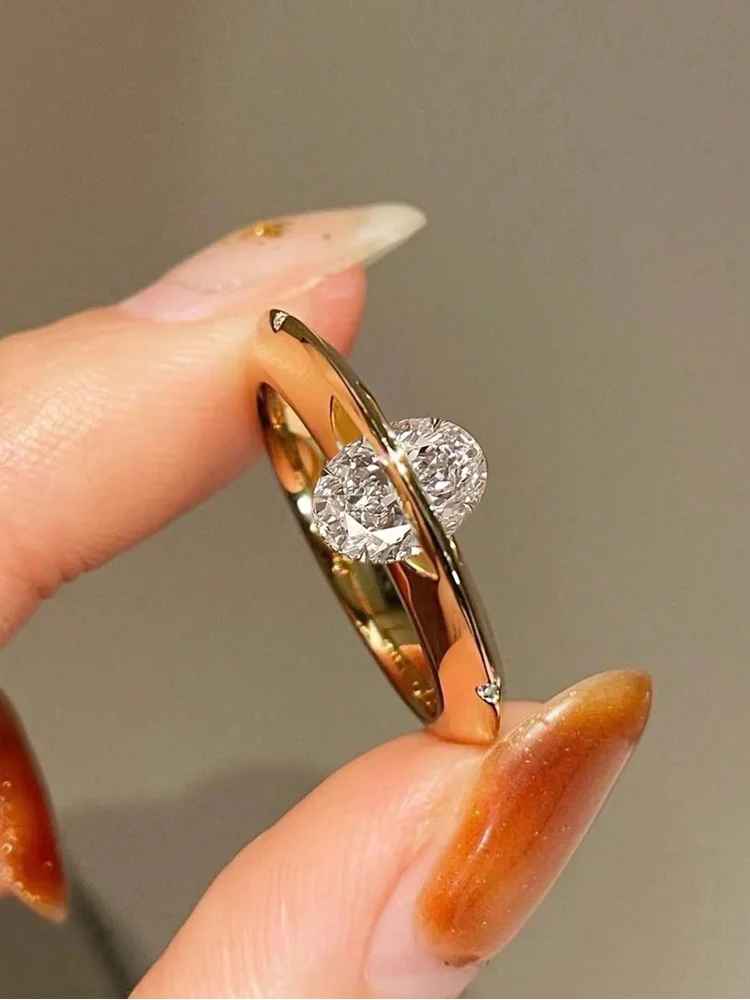 bague anti stress femme discrete ovale dore