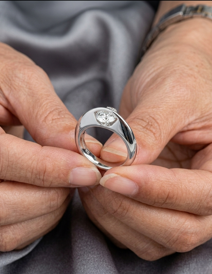 bague anti stress femme discrete rond argent