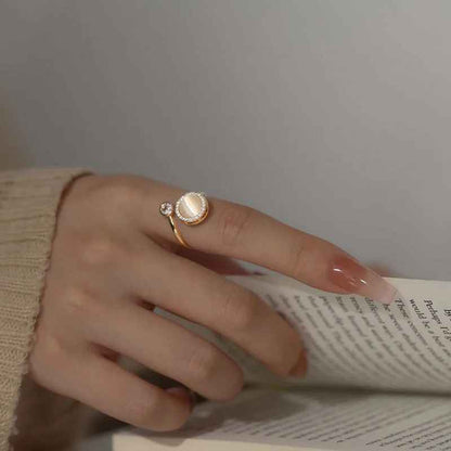 bague anti stress femme opale rotative main