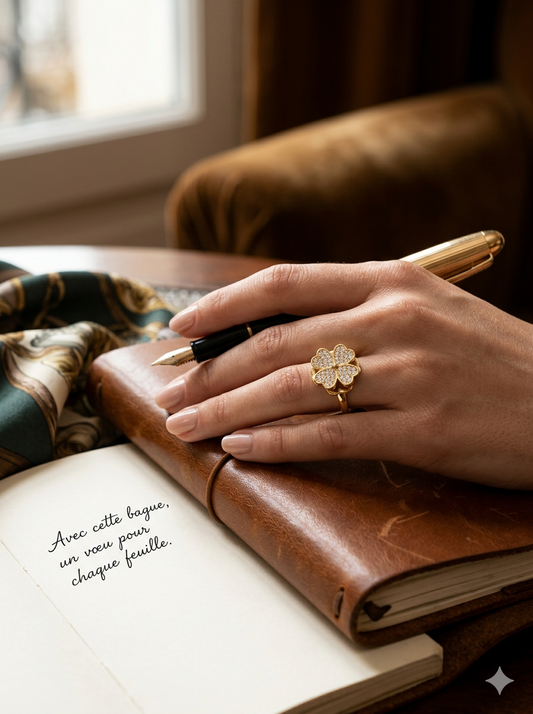 bague anti stress fleur-diaments main femme