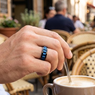 Bague anti stress homme bleu