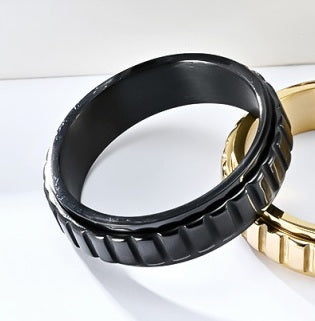 bagueanti stress homme rotatif acier noir