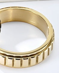 bague anti stress homme rotatif acier or