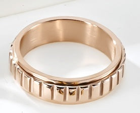 bague anti stress homme rotatif acier rose
