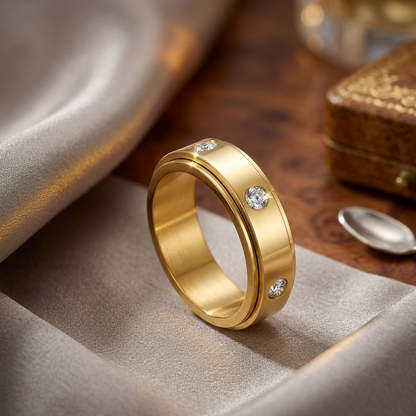 bague anti-stress tournante élegance apaisante or jaune