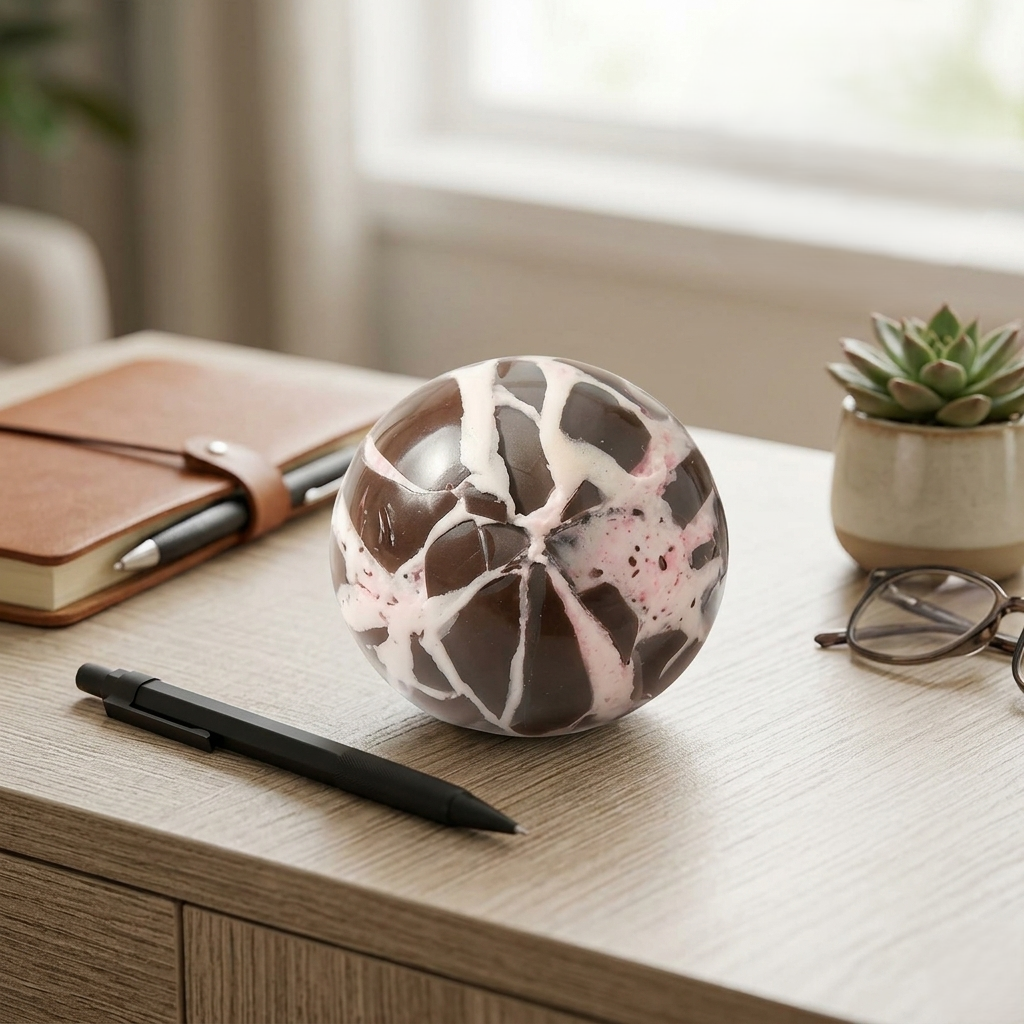 balle anti-stress craquante sur bureau