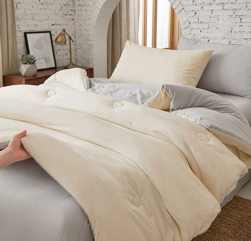 couverture lourde premium lit chambre grise