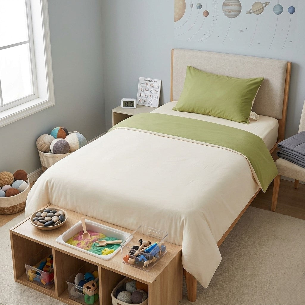 couverture lourde premium verte chambre enfant
