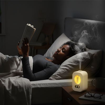 diffuseur de parfum sur bureau lecture