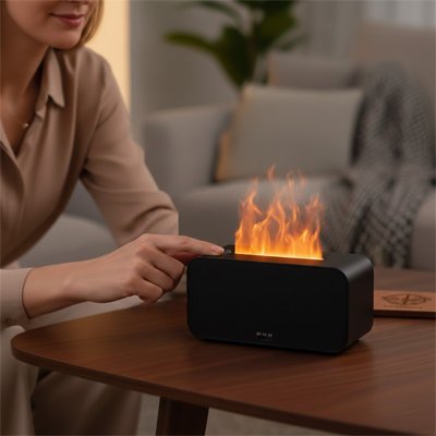 Diffuseur noir femme regarde