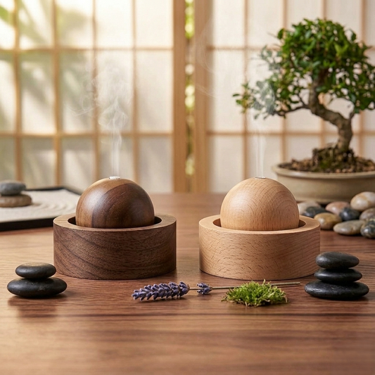 diffuseur sphère bois naturel deux couleur