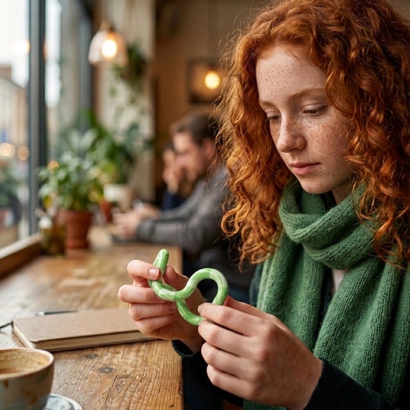 fidget toys tangel vert mains fille
