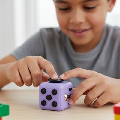 Jouet anti stress cube mauve