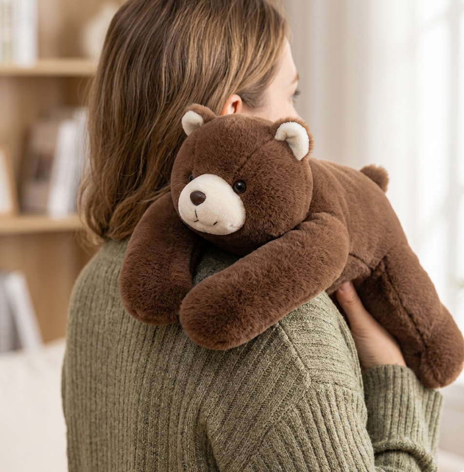 peluche lestée adulte petit ours épaule femme