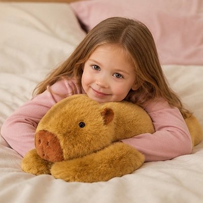 Peluche lestée capibara avec fillette