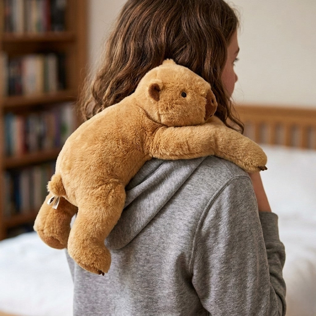 peluche lestée capybara épaules adolescente