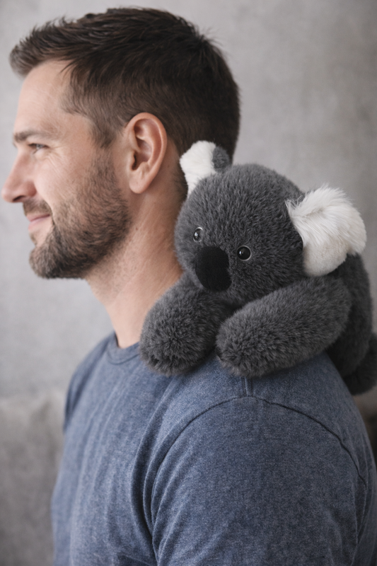 peluche lestée koala épaule homme