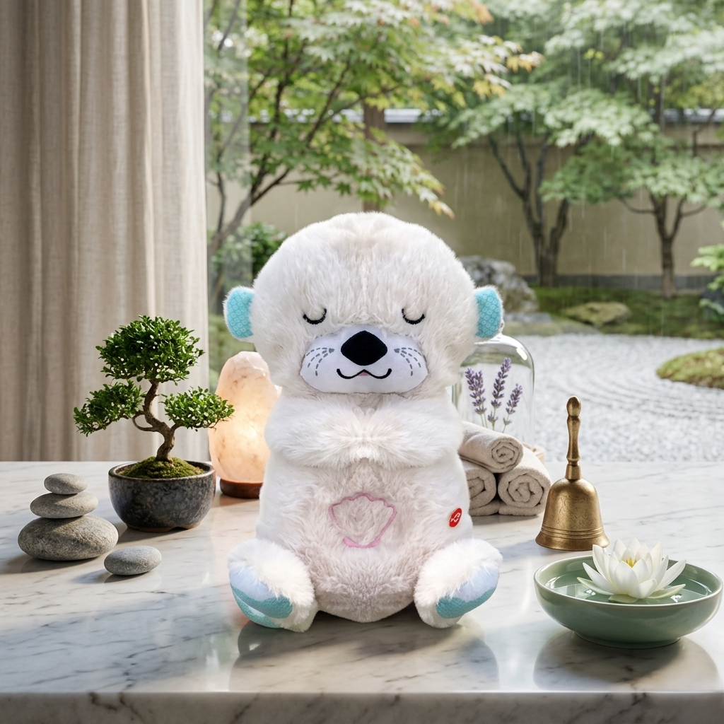 peluche loutre qui respire blanche zen