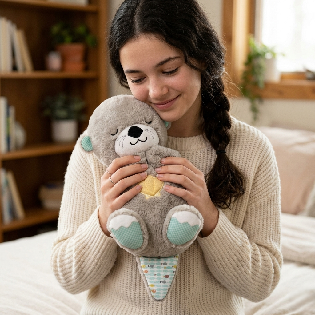 peluche loutre qui respire bras ado