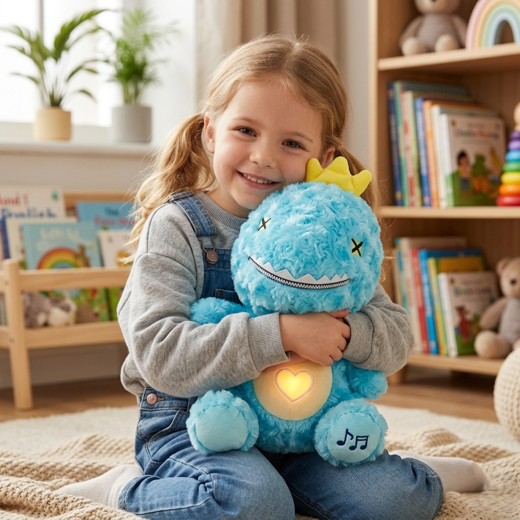 peluche qui respire dino bras fillette