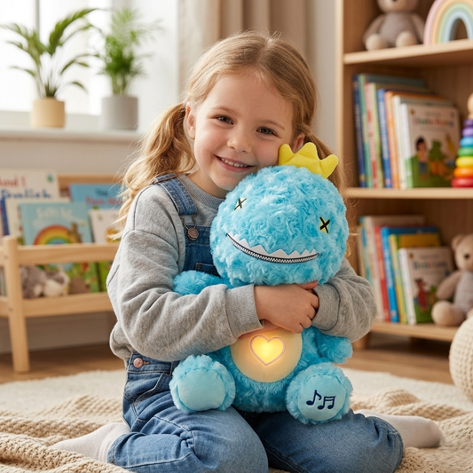 peluche qui respire dino bras fillette
