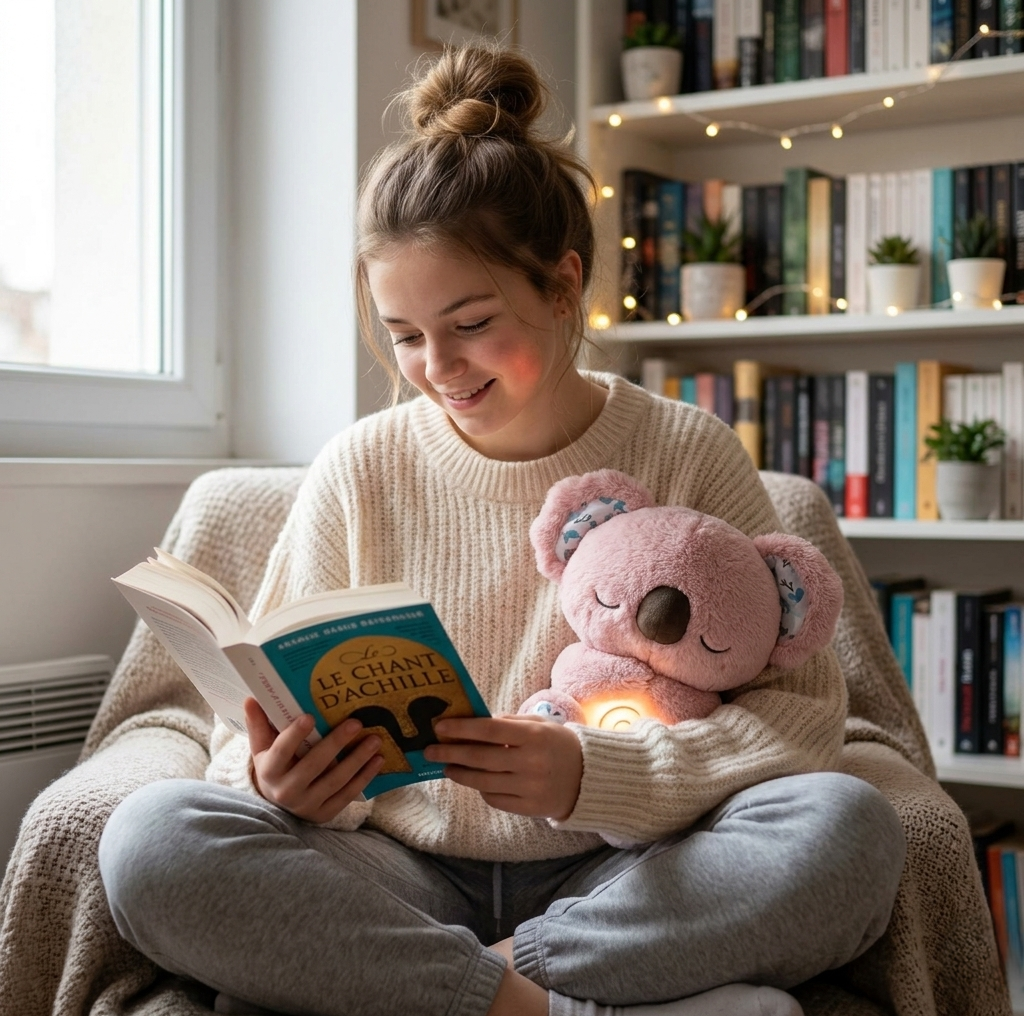 peluche qui respire pour adulte koala mignon ado lecture
