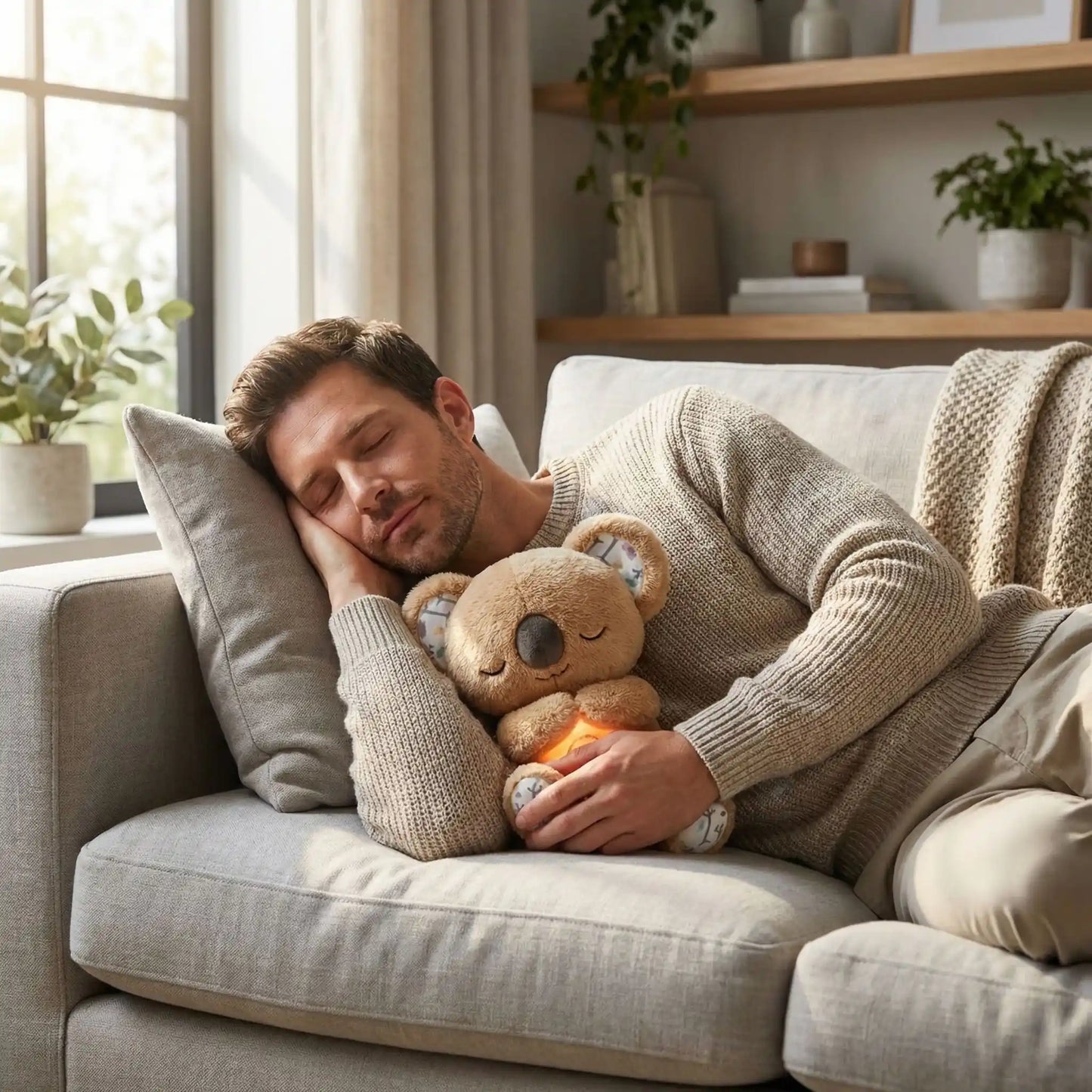 peluche qui respire pour adulte koala mignon homme sieste