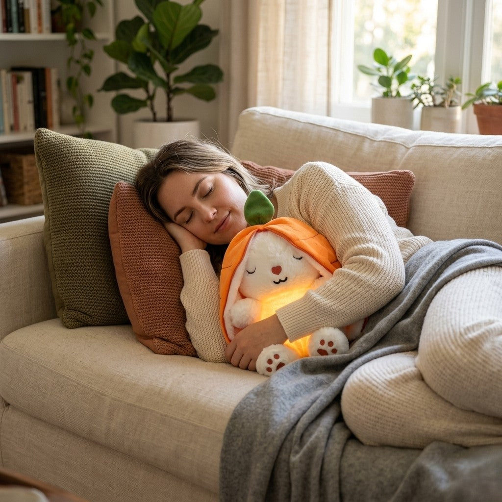 peluche veilleuse femme sieste