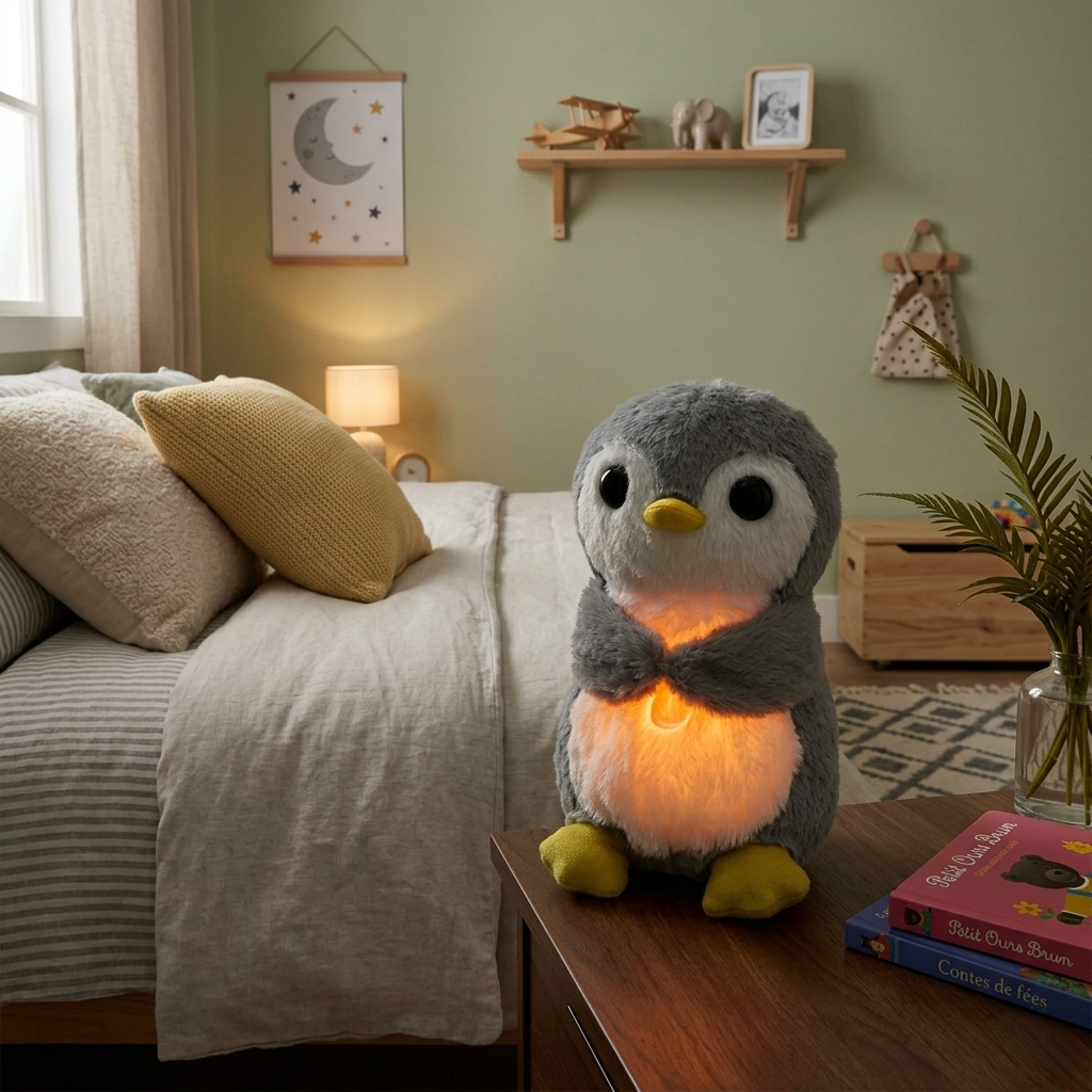 peluche veilleuse pingouin chambre