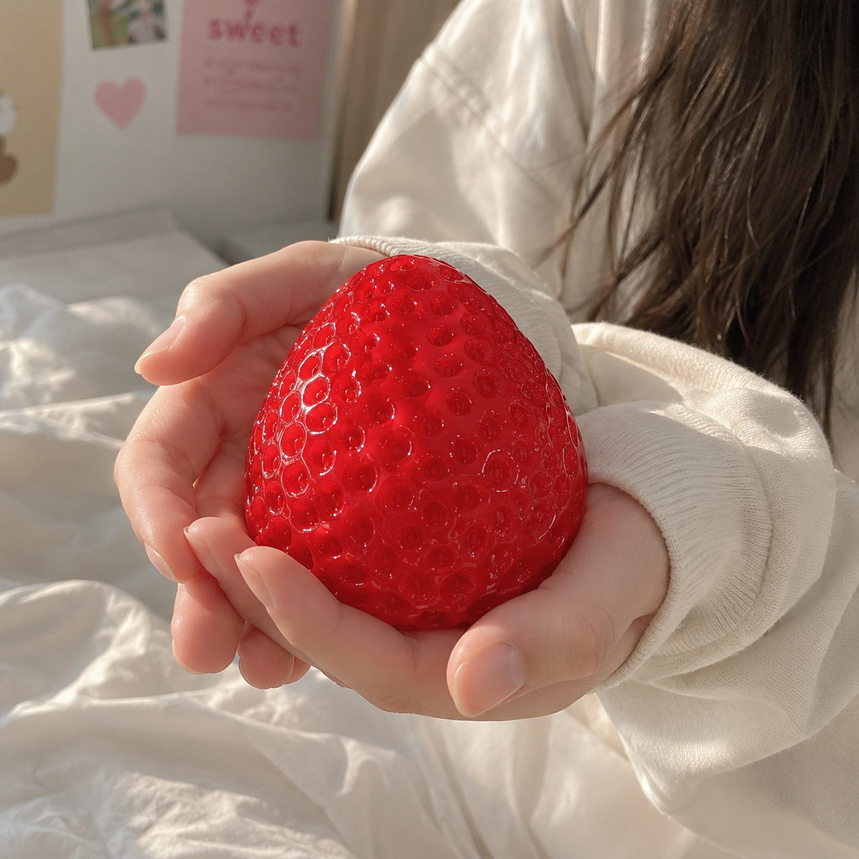 squishy fraise rouge mains ado