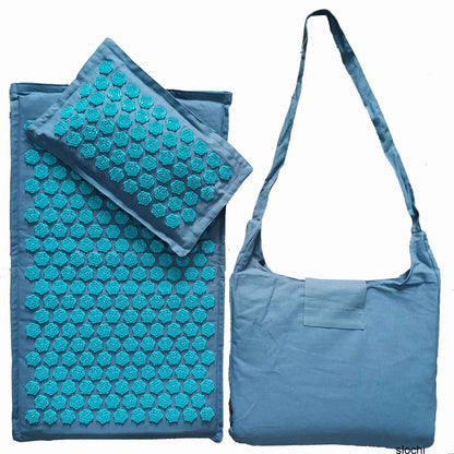 tapis d acupression lin bleur turquoise