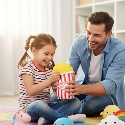 yoyo squishy popcorn père et fille
